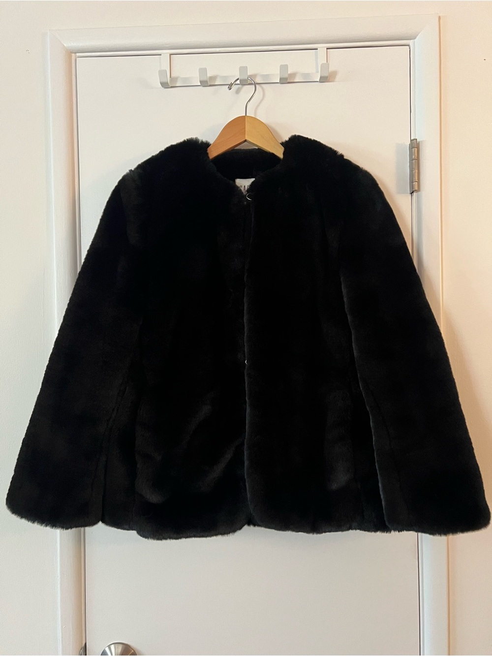 GAP Women's Black Faux Fur Teddy Jacket